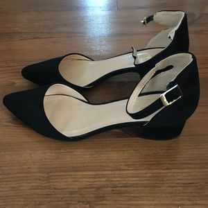 Pointed Black Velvet Kitten Heels